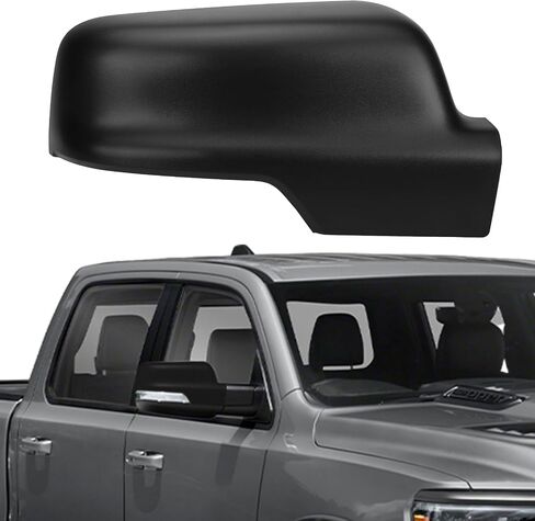 غطاء مرآة السيارة الجانبي للركاب الأيمن متوافق مع ملحقات Dodge RAM 1500 البديلة 2019-2025 مع ضوء الإشارة المنعطف ، الأسود in Kuwait