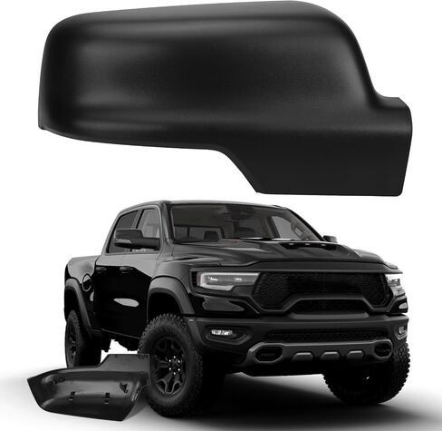 غطاء مرآة السيارة الجانبي للركاب الأيمن متوافق مع ملحقات Dodge RAM 1500 البديلة 2019-2025 مع ضوء الإشارة المنعطف ، الأسود in Kuwait