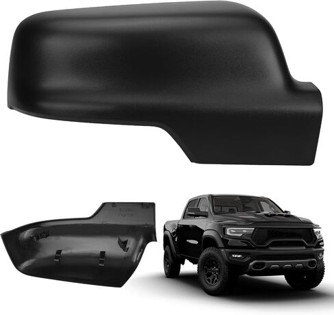 غطاء مرآة السيارة الجانبي للركاب الأيمن متوافق مع ملحقات Dodge RAM 1500 البديلة 2019-2025 مع ضوء الإشارة المنعطف ، الأسود in Kuwait