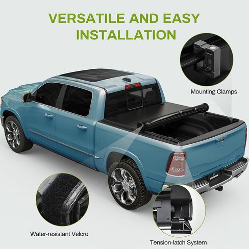 AUTOSAVER88 Tri-fold Soft Truck Bed Tonneau Cover Compatible with 2022 2023 2024 2025 Ford Maverick 4.5 Feet Bed in Kuwait