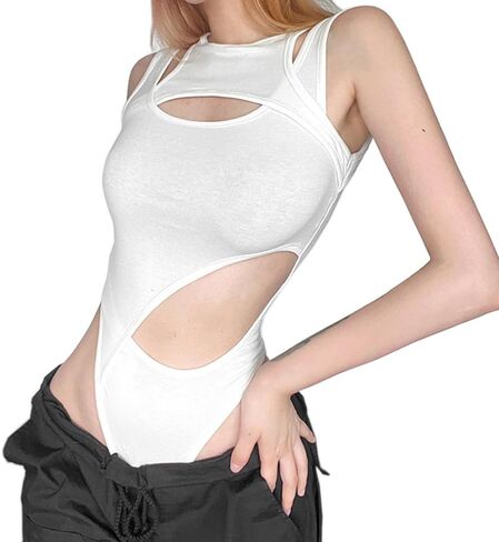 SENROYEEE WOMIN'S BODYSUIT TOPS Sexy Hollow Out Summer Streetwear Woth in Kuwait
