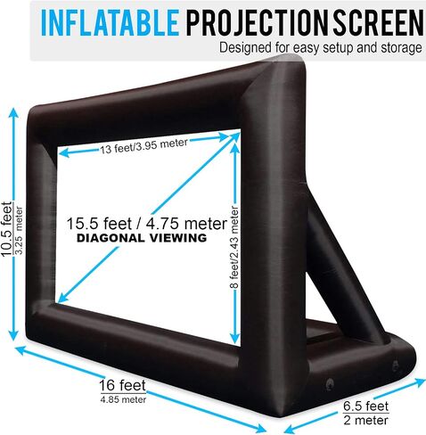KHOMO GEAR 16 ft Outdoor Projector Screen with Built-in Blower - Supports Front and Rear Projection - Includes Tie-Downs and Storage Bag - Inflatable Projector Screen in Saudi Arabia