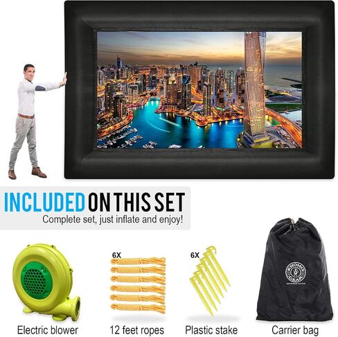 KHOMO GEAR 16 ft Outdoor Projector Screen with Built-in Blower - Supports Front and Rear Projection - Includes Tie-Downs and Storage Bag - Inflatable Projector Screen in Saudi Arabia