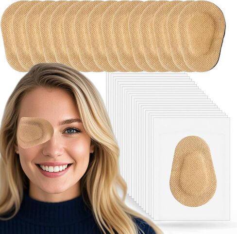 45 Pcs Adhesive Eye Patches for Adults, Medical Eye Patch Disposable Breathable Eyepatch for Amblyopia Lazy Eye Latex Free Adhesive Bandages for Adults, Regular Size 3.3×2.3 inches, Nude Color in Saudi Arabia
