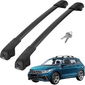 JOYTUTUS Lockable Roof Rack Cross Bars Compatible with Volkswagen VW Tiguan 2018-2024, Anti-Theft Aluminum Car Crossbars for Rooftop Cargo Bag Basket Luggage Kayak Canoe Bike, Not for Limited Model