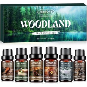 Men Essential Oils Set, Fragrance Oil for Diffuser, Leather, Tobacco, Cedar, Bourbon Whisky, Bergamot, Candle Scents for Candle Making, Soap Making Supplies, Man Aromatherapy Diffuser Oils Kit(6x10ML)