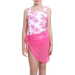 7-16 Years Girls 3-Piece Slim Fit Tankini Set - Crop Top, Bikini Bottom & Cover-Up Skirt Swimsuit
