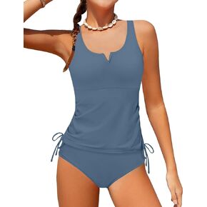 الفتيات Tankini Swimsuits مقاس 14-16 ملابس السباحة لفتاة في سن المراهقة الحجم 16 ملابس السباحة V-Wire Girls بدلة السباحة قطعتين من ألعاب السباحة الصلبة باللون الأزرق