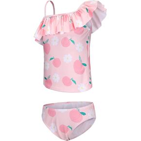 Girls Two Piece Swimsuits Hawaiian Ruffle Tankini Swimwear Bathing Suit Set