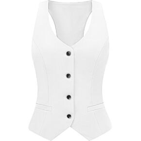 V VOCNI Waistcoat Vest for Women Racerback Button Down Fashiona Casual Dress Suit Vest Top