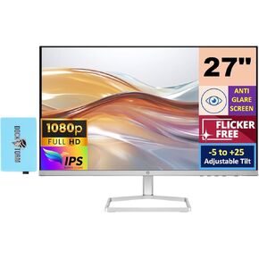 HP Series 5 527sh Height Adjust Monitor 94C50AA#ABA (Replaces M27h) with Docztorm Dock, 27" FHD IPS (1920x1080) Display, 2X HDMI, 1x VGA, Ideal for Home & Business, Black/Silver (2024 Latest Model)