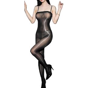 Ruibavya bodystockings للنساء 8D Shimmer bodysuit لباس ضيق لامع الزيوت الجسم بلا أكمام القطط اللباس الداخلي لامع