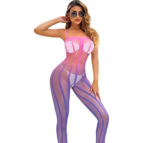 Kaei & Shi shier bodysuit fit 0-8 ، شبكة مخططة مثيرة جوارب الجسم للنساء ، الملابس الداخلية الراقصة الراقصة الغريبة.