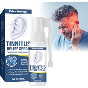 Tinnitus Relief for Ringing Ears, Tinnitus Relief Ear Drops, Natural Ear Oil Drops-Ear Drying Drops for Adults and Kids,Reduce Ear Noise & Improve Hearing,30ml-Gray