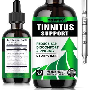 Tinnitus Relief for Ringing Ears - Natural Ear Ringing Relief Formula, Fast-Acting Tinnitus Relief Supplement for Improved Hearing, Reduce Ear Noise, 60ml, Safe for Men & Women