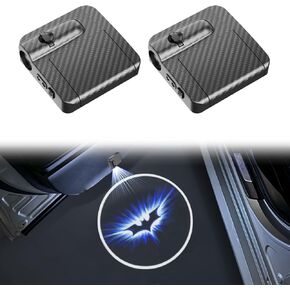 2PCS Car Door Lights Logo Projector, LED Welcome Light HD Projector Lamp for Cars, Wireless LED Car Door Courtesy Logo Lights with Batman, Blue Horse and Punisher Patterns