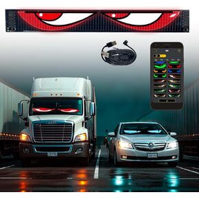 52in*7.48in Large Size Devil Eyes Light for Windshield， Led Eyes for Windshield Flexible Dynamic LED Car Devil's Eyes (Suitable for cars and trucks)