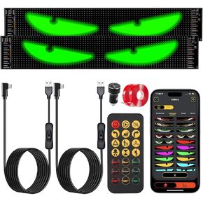 2PCS Devil Eyes Lights for Cars, 23.6'' x 4.7'' Flexible LED Display Panel, Remote & Bluetooth APP Control, Dynamic Big Eye Lights for Car Windows/Truck Windshield, Programmable LED Sign for Vehicles