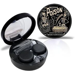 Two skeletons Contact Case Personalized Contact Box Travel Kit Portable Customized Contact Case with Mirror Tweezers Remover Tool Solution Bottle, Small, Black