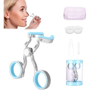 Contact Lens Applicator Tool, Color Contact Lenses Wearing Aids for Easier Apply Remove, Contact Removal Tool, Contact Tool Remover and Inserter Eyelid Clamp Contact Lens Case for Travel (Blue)