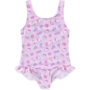 Hello Kitty Sanrio Girls Swimsuit UPF 50+ One Piece Bathing Suit for Big Kids