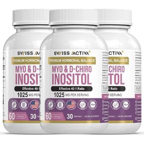 Swiss Activa+ Myo inositol ملحق وملحق إينوسيتول - توازن هرموني متميز للنساء ومكاسب متلازمة تكيس المبايض - تنظيم الدورة الشهرية - دعم المبيض - 90 يومًا