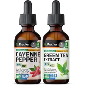 BIO KRAUTER Cayenne Tincture 2 Fl. Oz. & Green Tea Tincture 2 Fl. Oz.