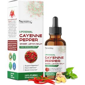 Liposomal Cayenne Pepper with Ginger & Lemon Balm – Advanced Formula – Supports Digestion, Heart Wellness & Boosts Immunity* – 2.0 fl. oz (60ml) – Made in The USA