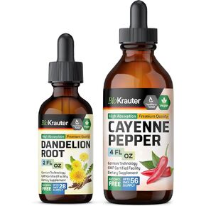 BIO KRAUTER Cayenne Pepper Tincture 4 Fl. Oz. & Dandelion Tincture 2 Fl. Oz.