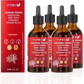 Cayenne Pepper Drops, Cayenne Pepper Extract, Liquid Drops with Hawthorn Support for Digestion Heath - 4 Bottles