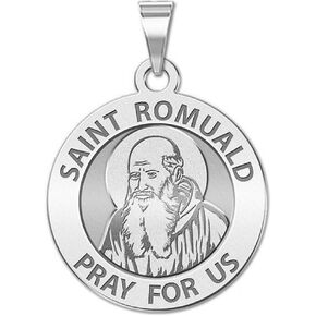 PicturesOnGold.com Saint Romuald Religious Medal - 2/3 Inch Size of Dime, Sterling Silver