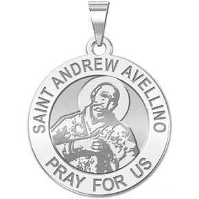 PicturesOnGold.com Saint Andrew Avellino Round Medal - 1 Inch Size of a Quarter - Sterling Silver