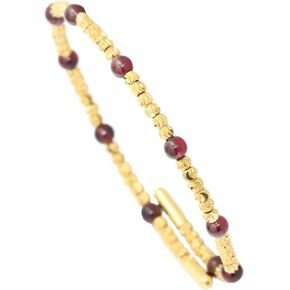 Fashion 18K Gold Plated Beads Bracelet Red Agate Open Cuff Bracelet