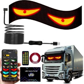 Qasim Devil Eyes Light for Cars,Colorful Eye Lamp Soft Screen,Car Window LED Display Eyes,Flexible LED Sign for Car,1PCS/3.94 * 13.78 Inch
