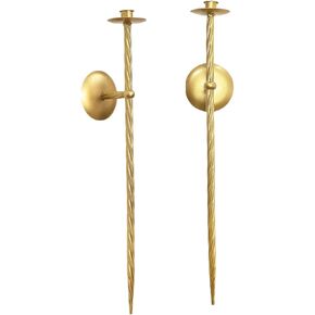 Wall Candle Holder Set of 2, Modern Chic Wall Mounted Metal Candle Holder Decoration, Dining Room, Living Room 23.6" (Gold)