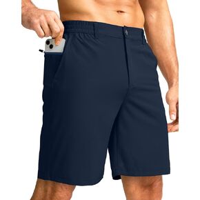 G Gradual Men's Casual Shorts 9" Lightweight Golf Shorts for Men Stretch with 3 Pockets Quick Dry Breathable Work Shorts