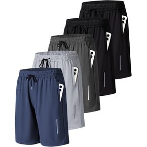 JWJ Mens Athletic Gym Workout Shorts Lightweight Quick Dry Running Basketball Shorts with Zipper Pockets
