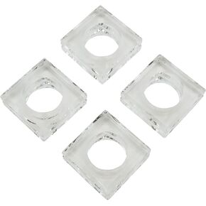 SARO Lifestyle NR016.C Clear Crystal Glass Napkin Ring with Double Edge Design (Set of 4), Clear in Kuwait