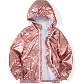 SUNDAY ROSE Girls Windbreaker Jackets Lightweight Water Resistant Coat Outwear with Hooded for Kids
