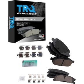 TRQ Brake Pads Ceramic متوافقة مع 2013-2014 Ford Explorer Flex 2013-2019 Police Interceptor Sedan 2013-2018 Unterceptor Attility 2014-2018 Police Police Sedan Taurus Lincoln MKT
