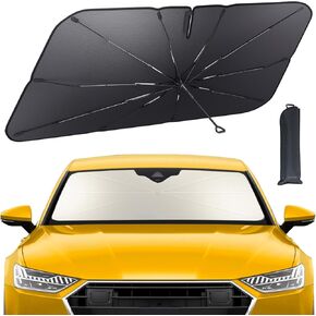 Lamicall Car Windshield Sunshade Umbrella – 5-Layer UV Block, 10-Rib Fiberglass Frame for Heat Insulation, 57"x33" Front Window Interior Sun Protection, for Medium Sedan, SUV Windshield