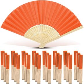Yinkin 24 Pack Folding Fans Bamboo Handheld Hand Craft Hand Japanese Japanes For Weddings Bridal Dancing Church Diy Decoration Women Kids Gift Party (Cream)