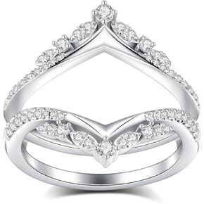مويسانيت خاتم مُحسّن لخواتم الخطبة مُنحني حلقة مُحسّن لفرق الزفاف S925 Sterling Silver 18K حلقات مطلية بالذهب الأبيض للزوجة