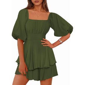 Zenlonr Women's Summer Romper 2025 Disual Puff Short Sleeve Likeer Tie Tie Mini Short Belitsuits Party Party Party