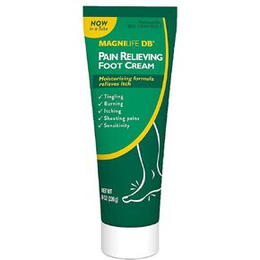Magnilife DB Foot Cream ، تخفيف مهدئ للحرق ، وخز ، وإطلاق النار والطعن الأحاسيس - تهدئة جافة ، متشققة ، حكة ، حساسة (أنبوب 8 أونصة)