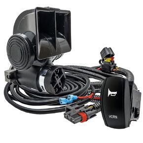 Air Horn 150dB مع قابس ضاغط الهواء المدمج والتشغيل طاقة السلك بوسبر بوسبر متوافق مع Polaris Pulse Power Bar RZR Turbo General Ranger Crew Xpdition XP Adv 2018-2024