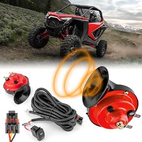 WeiSen 2PCS Horn Kit with Plug & Play Rocker Switch, 12V Upgraded 105DB Key on Horn Kit Compatible with Polaris RZR Pro Ranger XP XD General Pulse Bus Bar