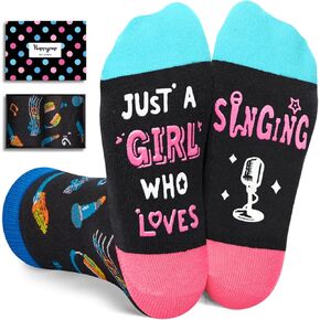 HAPPYPOP Singing Gifts for Singers - Funny Music-Themed Socks for 7-9 Years Kids Who Love Music