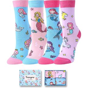Zmart Mermaid Gifts for Kids - Girls Novelty Socks Childrens 4-6 Years, Funny Little Mermaid Socks Ocean Animal