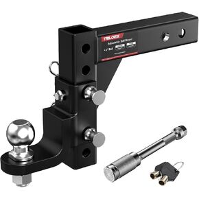 Adjustable Trailer Hitch Ball Mount, Fits 2" Receiver, 2" Tow Ball, 9-1/2" Drop&8-1/4" Rise, 7500lbs Heavy Duty Hitch with Screw-in Locking Pin